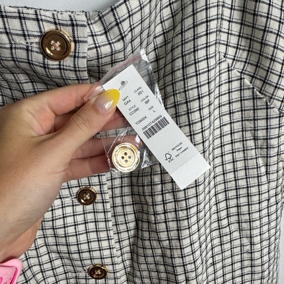 NWT J. Crew Claudia dress in plaid linen black white size large - Picture 3 of 12